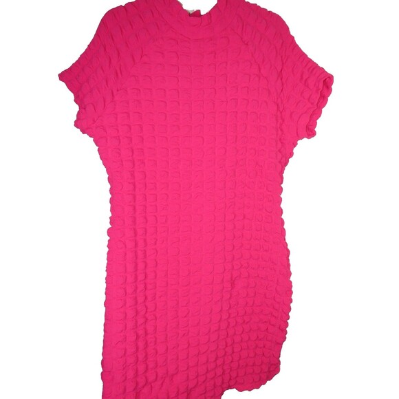 Planet Gold Women's Pink Bubble Texture Mock Neck Bodycon Dress Plus 3XL 20-22 - Picture 1 of 14